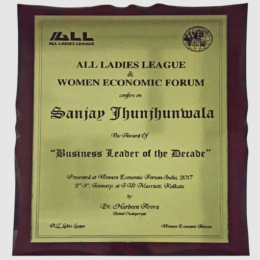 BUSINESS LEADER OF THE DECADE FROM ALL LADIES LEAGUE & WOMEN ECONOMIC FORUM (Trophy) 2017